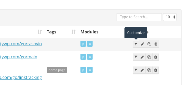 Shorty Custimize Link